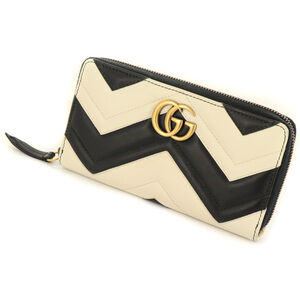 Gucci GG Marmont Zip Around Wallet black white closure